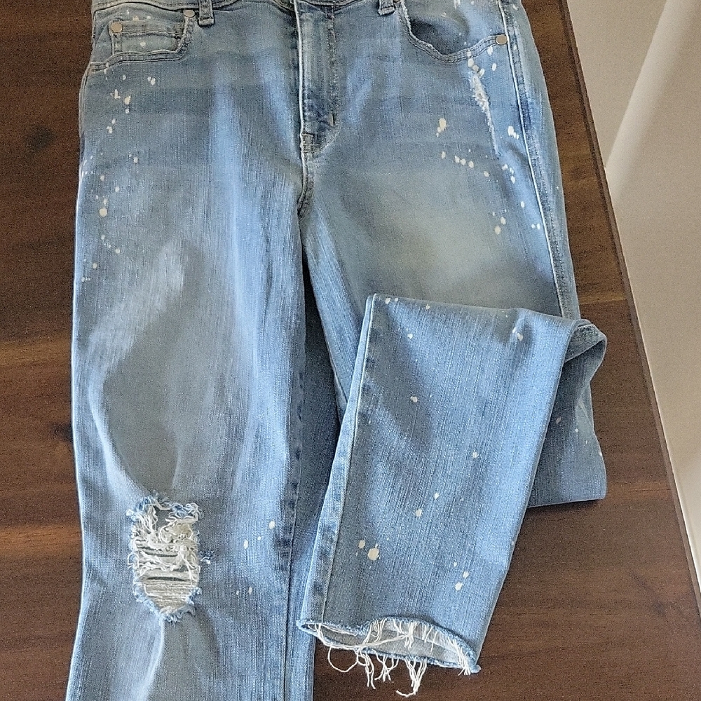 Level 99 Blue Skinny Jeans Distressed Design